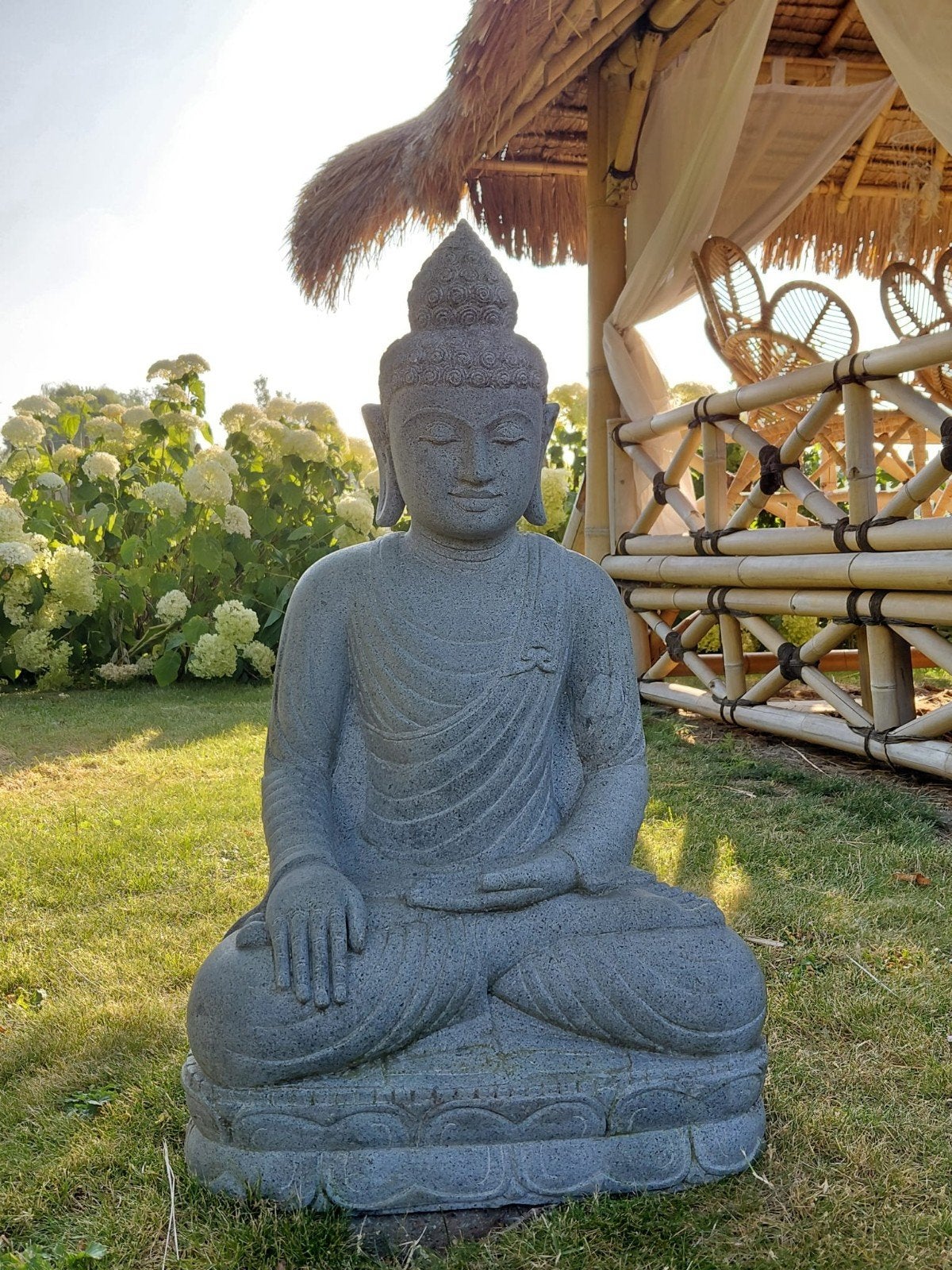Boeddha Beeld Lavasteen 80cm - Tuinbeeld, Ophalen, Steen, Www.ibizasfeer.nl, Nieuw