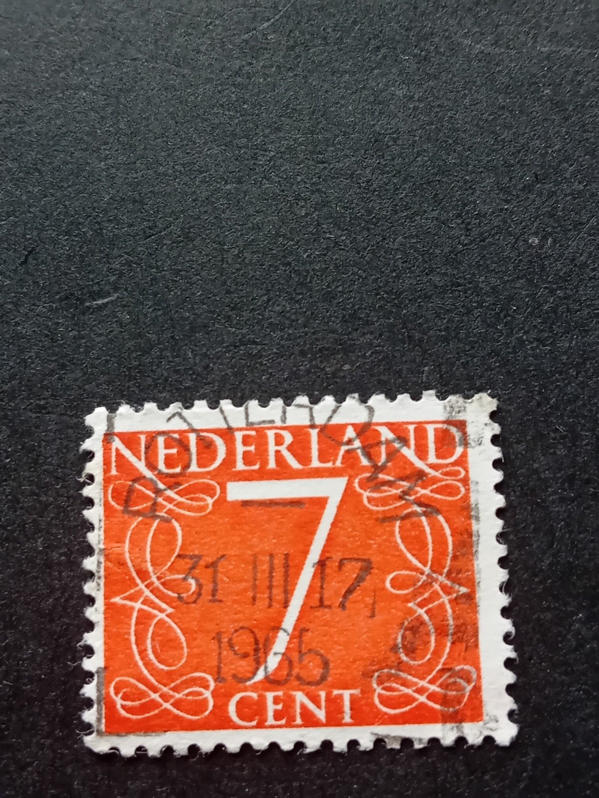 Nederlandse postzegel 7 cent, gestempeld, uit 1965, Ophalen of Verzenden, Na 1940, Gestempeld
