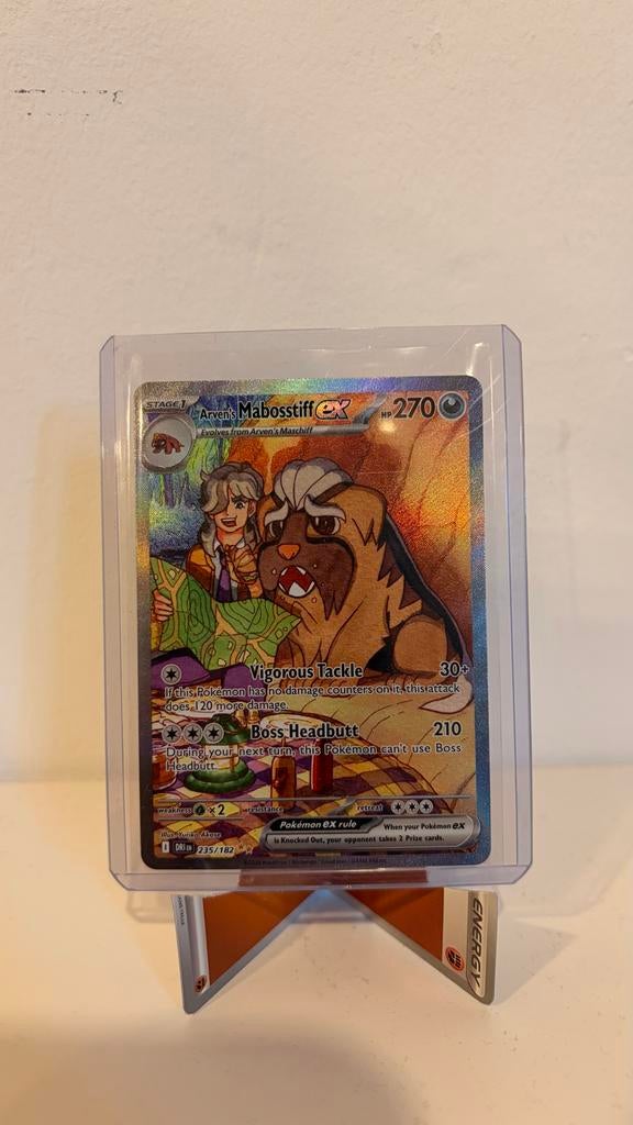 Arven's Mabosstiff ex 235/182 SIR Pokémon kaart, Hobby en Vrije tijd, Verzamelkaartspellen | Pokémon, Zo goed als nieuw, Losse kaart