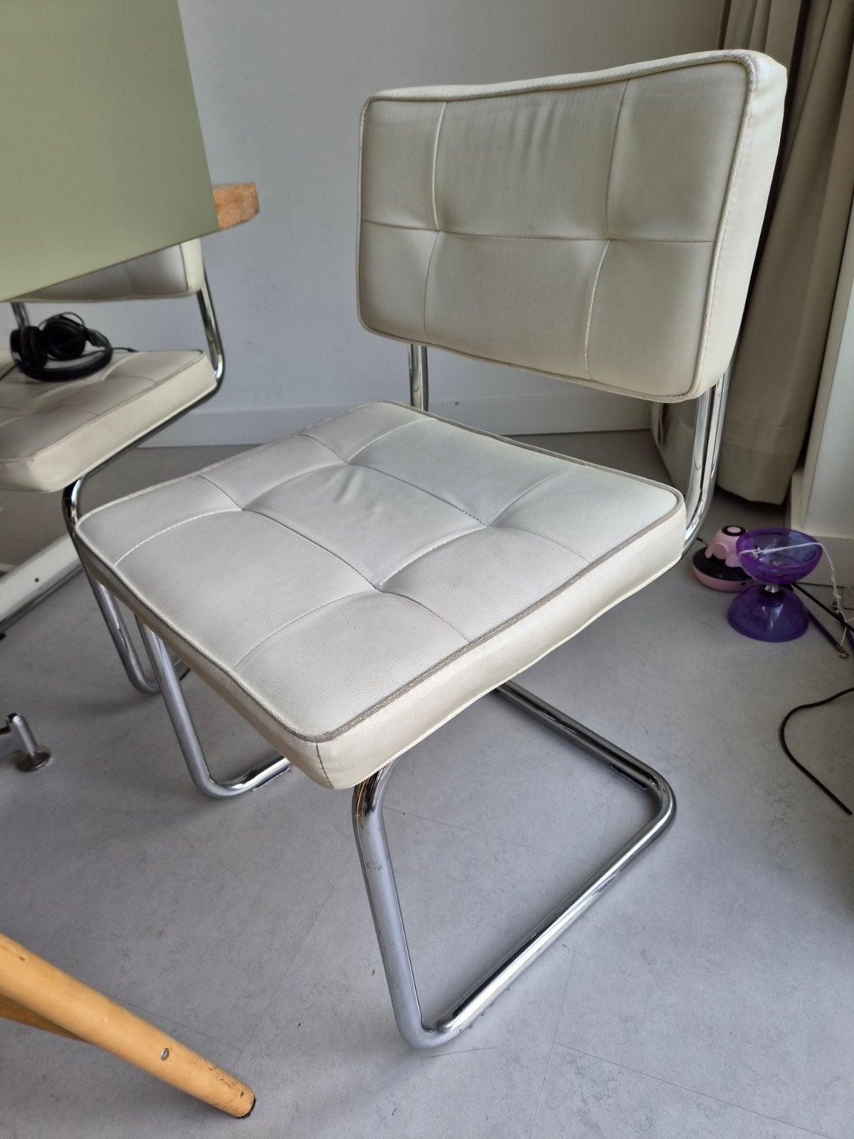 6x cantilever stoelen, Ophalen of Verzenden, Wit, Leer, Vijf, Zes of meer stoelen