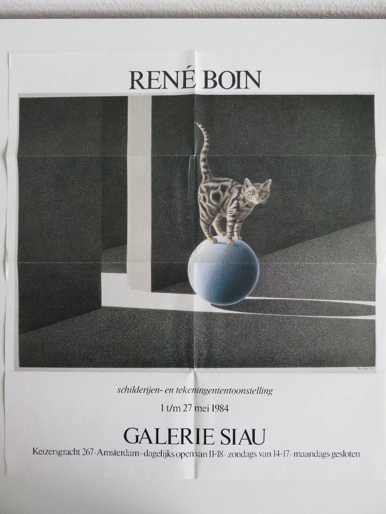 Kunstposter René Boin Galerie Siau poes op bal (kunst poster, Rechthoekig Staand, Ophalen of Verzenden, Zo goed als nieuw, A1 t/m A3