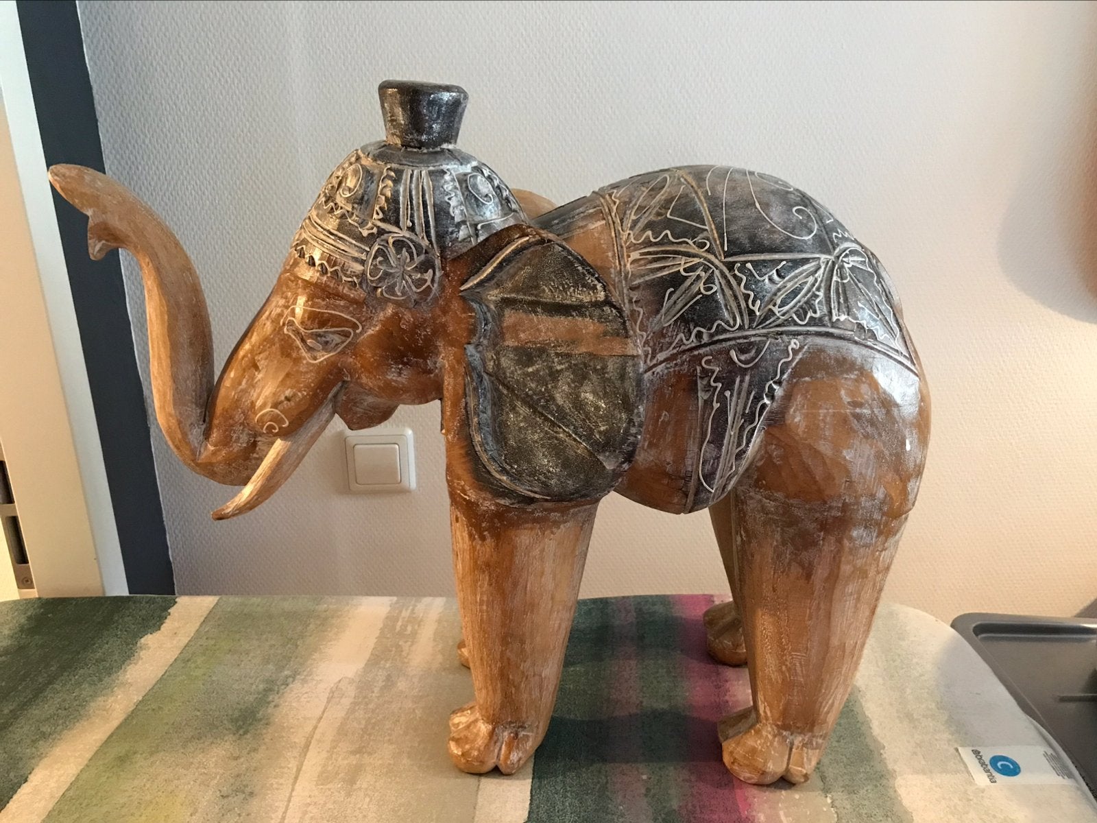 Groot houten olifant met zilverkleur Bali handgemaakt nieuw, Ophalen of Verzenden, Nieuw, Dier