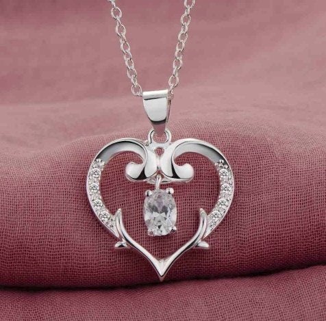 Charme 925 zilveren ketting hanger van hart, Nieuw, Ophalen of Verzenden, Hart, Met edelsteen