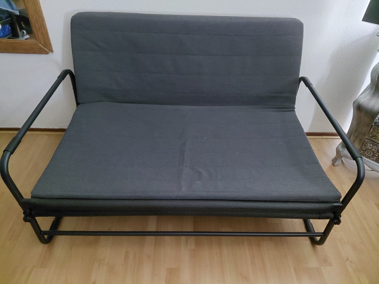 Slaapbank 2-zits zwart/donkergrijs Ikea, Ophalen, Gebruikt, Zwart, Tweepersoons