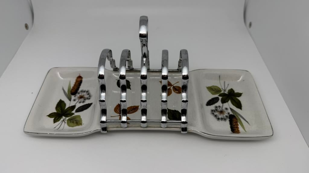 Vintage porseleinen toastrek met botanische print, Antiek en Kunst, Verzenden