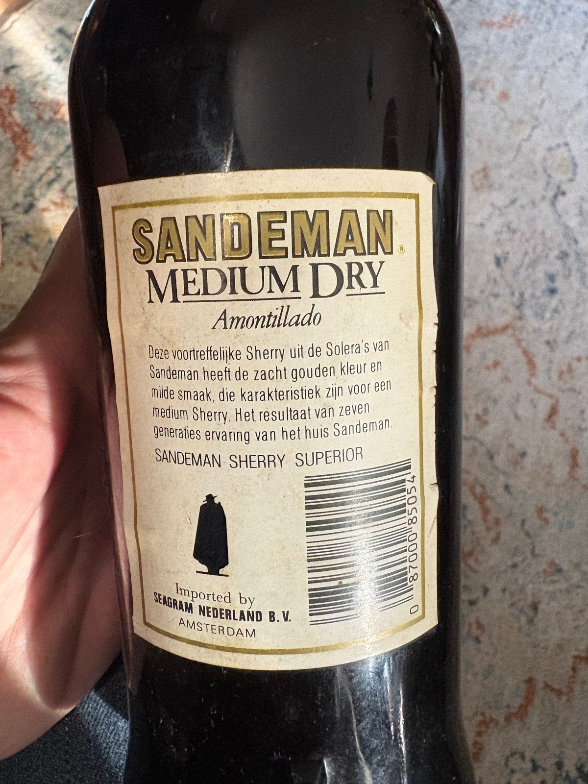 Sandeman Medium Dry Amontillado Sherry - Speciale Editie 199, Ophalen of Verzenden, Gebruikt, Spanje, Overige typen