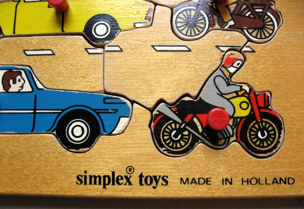 Retro Simplex puzzel, garage en auto's, jaren 70, Ophalen of Verzenden