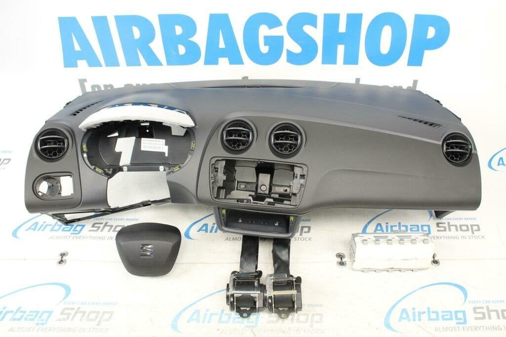 Airbag set - Dashboard zwart/donkergrijs Seat Ibiza 6J, Gebruikt, Ophalen of Verzenden