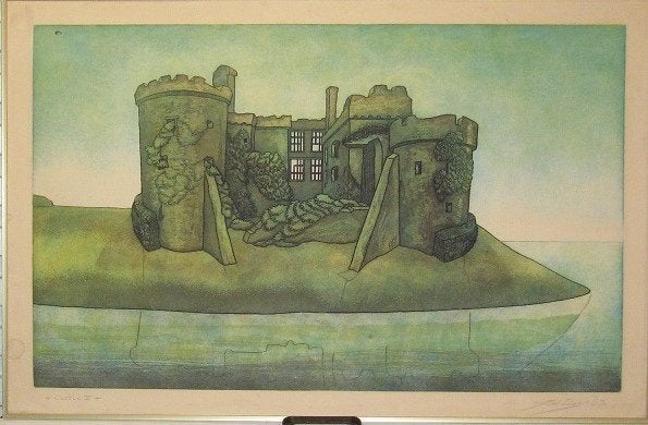 " My Castle " ingelijste ets van Rob Clous € 45, 50 tot 75 cm, Ophalen of Verzenden, 75 tot 100 cm, Print