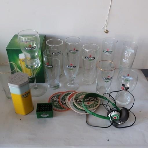 Heineken bier glazen promo materiaal koptelefoon PARTIJPRIJS, Ophalen of Verzenden, Zo goed als nieuw, Glas of Glazen, Heineken