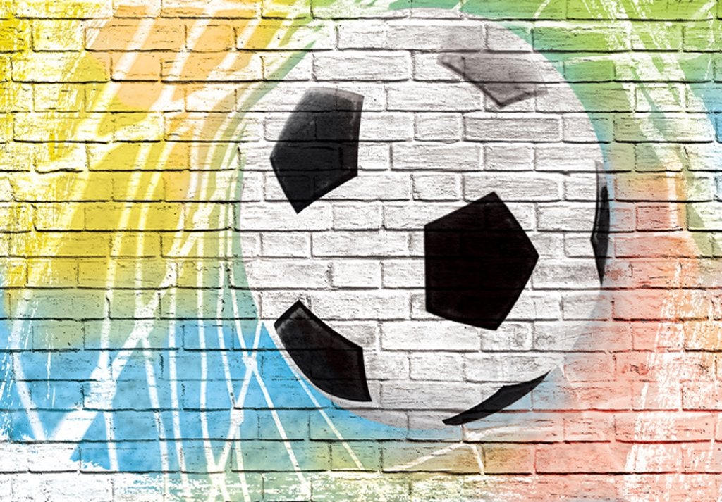 Voetbal vliesbehang Gekleurde muur 368x254cm VOORRAAD SALE, Verzenden, Fotobehang, 5 tot 10 m²