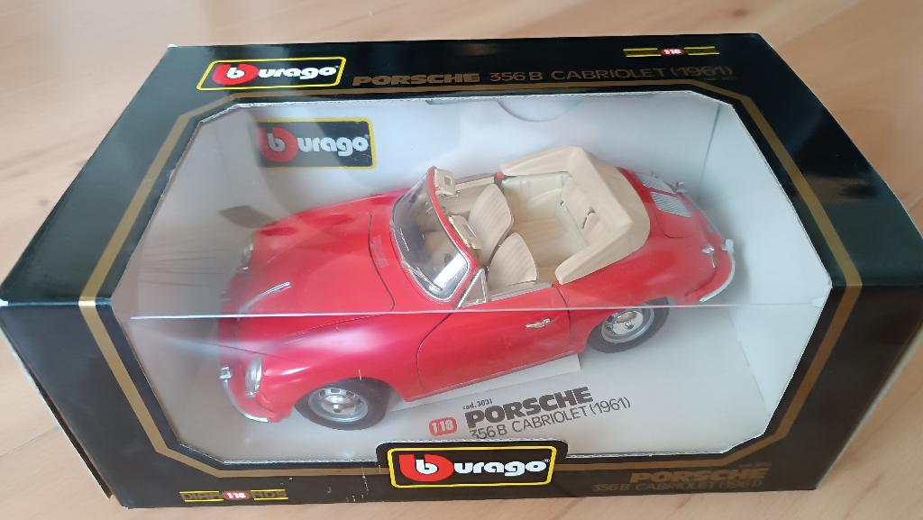 Porsche 356 B cabrio 1:18 Bburago special, Ophalen of Verzenden, Nieuw, Auto, Bburago