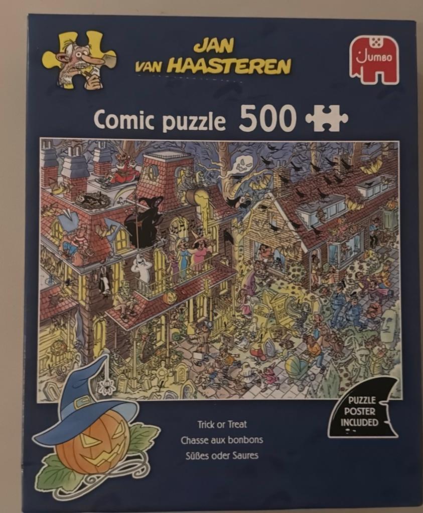 Jan van Haasteren puzzel 500st. Trick or Treat., Ophalen of Verzenden, 500 t/m 1500 stukjes, Zo goed als nieuw