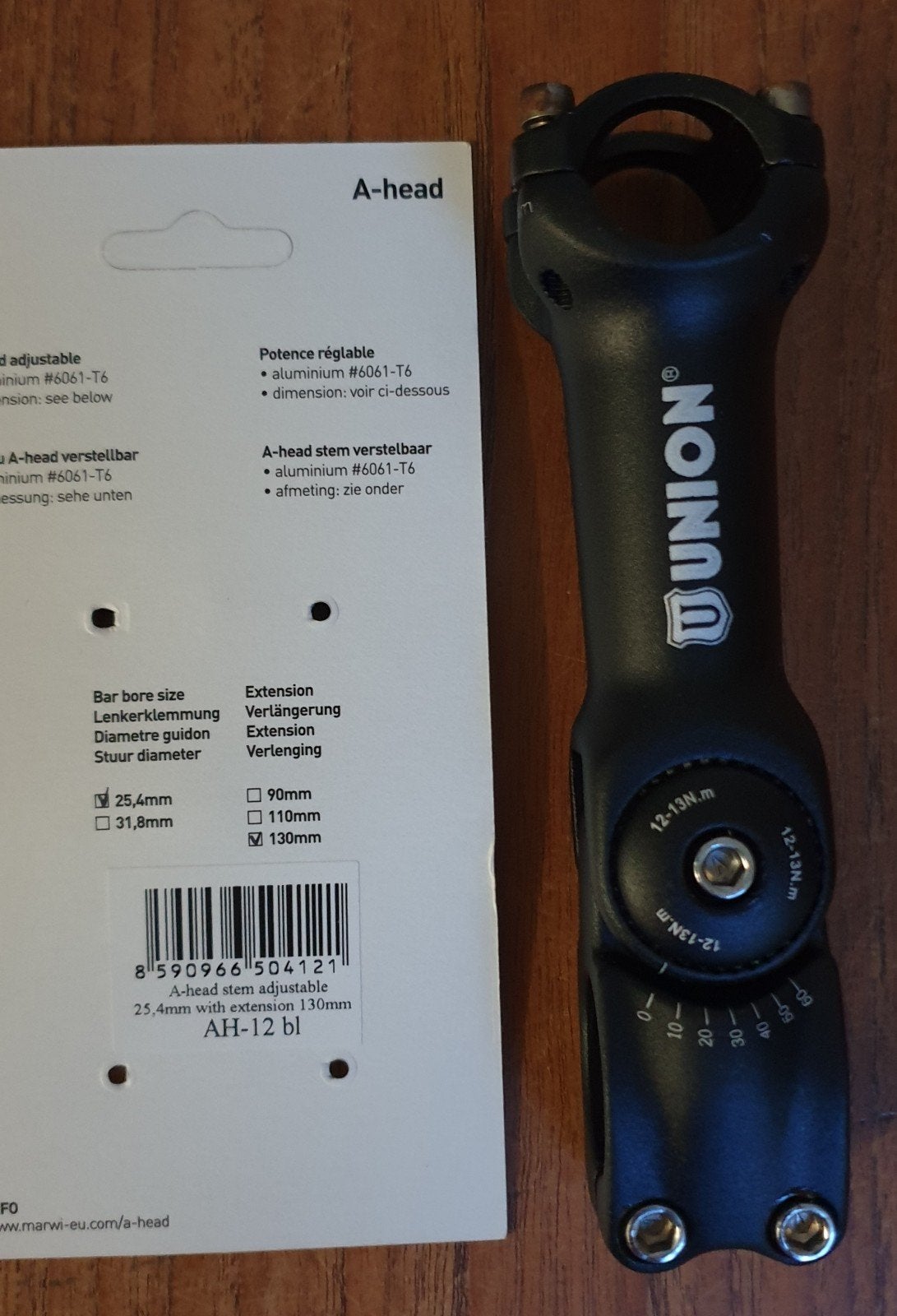 Union A-Head Verstelbare Stuurpen 25.4mm x 130mm, Fietsen en Brommers, Fietsonderdelen, Elektrische fiets, Stuur, Nieuw, Ophalen of Verzenden