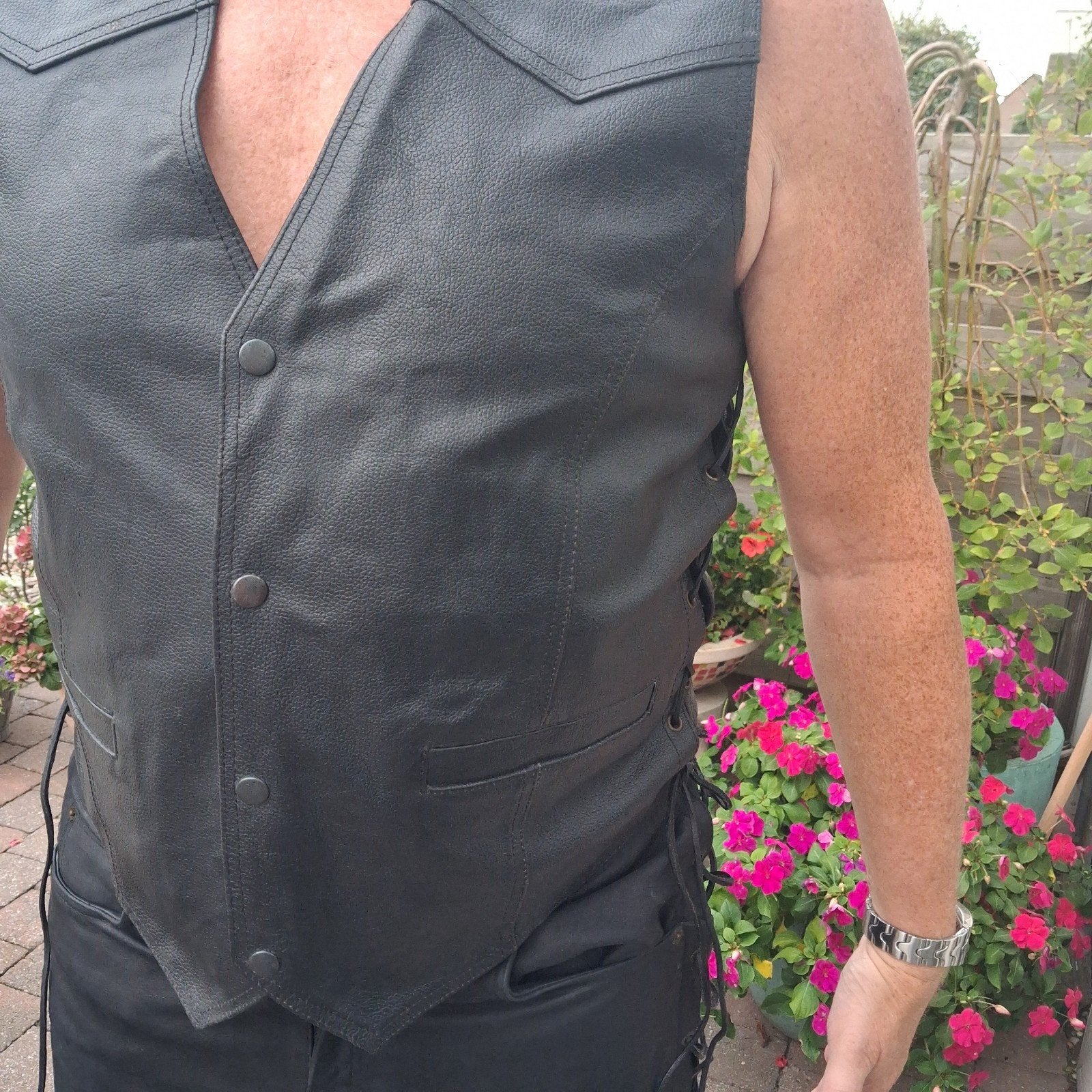 Leren Gilet - Zwart - Maat XL - Zo goed als nieuw, Verzenden, Zo goed als nieuw, Onbekend
