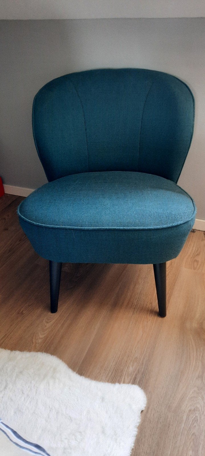 Kleine blauwgroene fauteuil van merk WOOOD, Ophalen, Blauw, Zo goed als nieuw, Eén