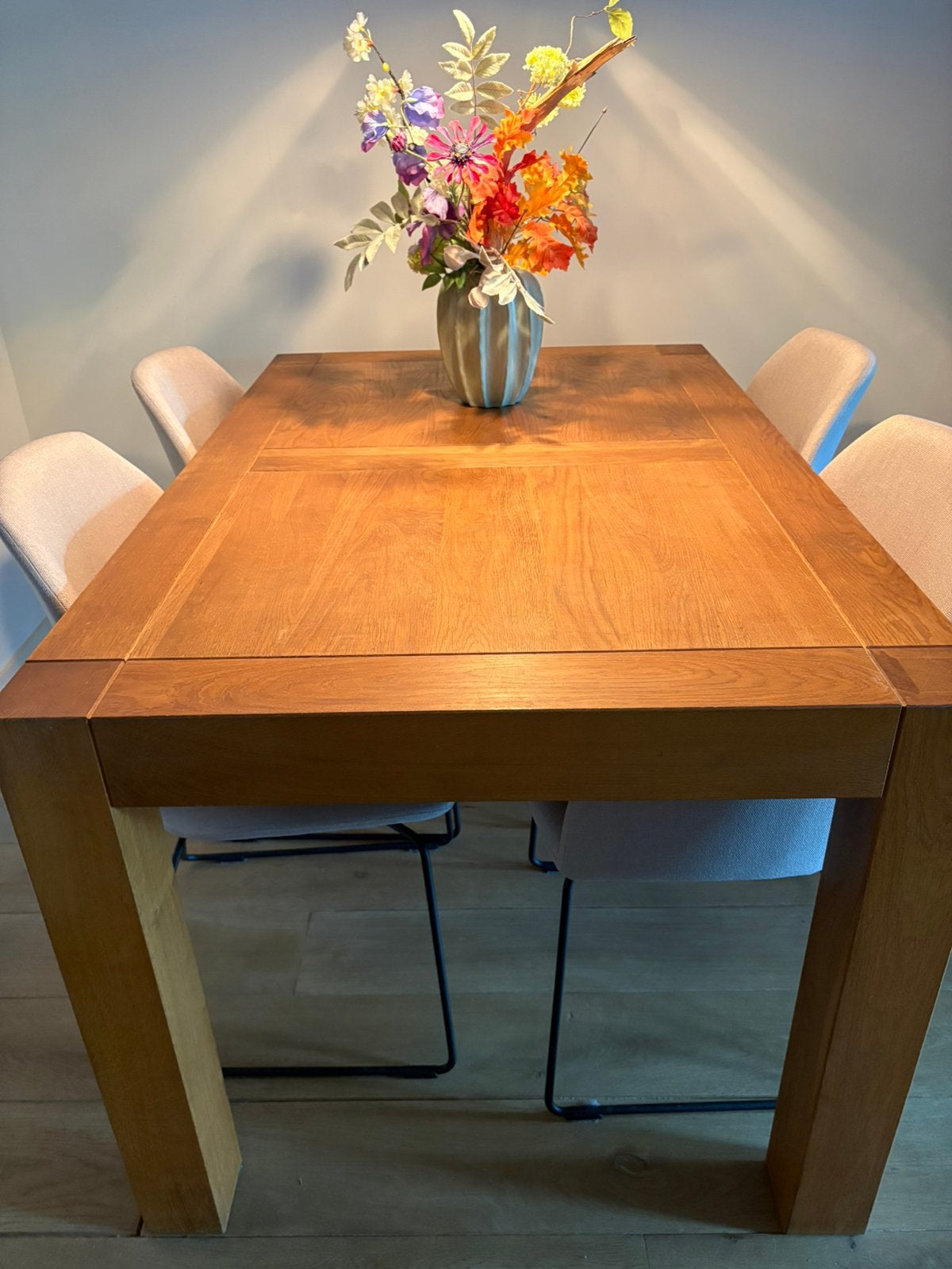 Eiken houten tafel Goossens Wonen, Huis en Inrichting, Tafels | Eettafels, Ophalen, 100 tot 150 cm, 50 tot 100 cm, Zo goed als nieuw