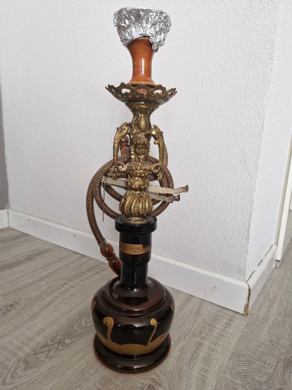 Perzische handgemaakte waterpijp van messing, Ophalen, Koper of Brons