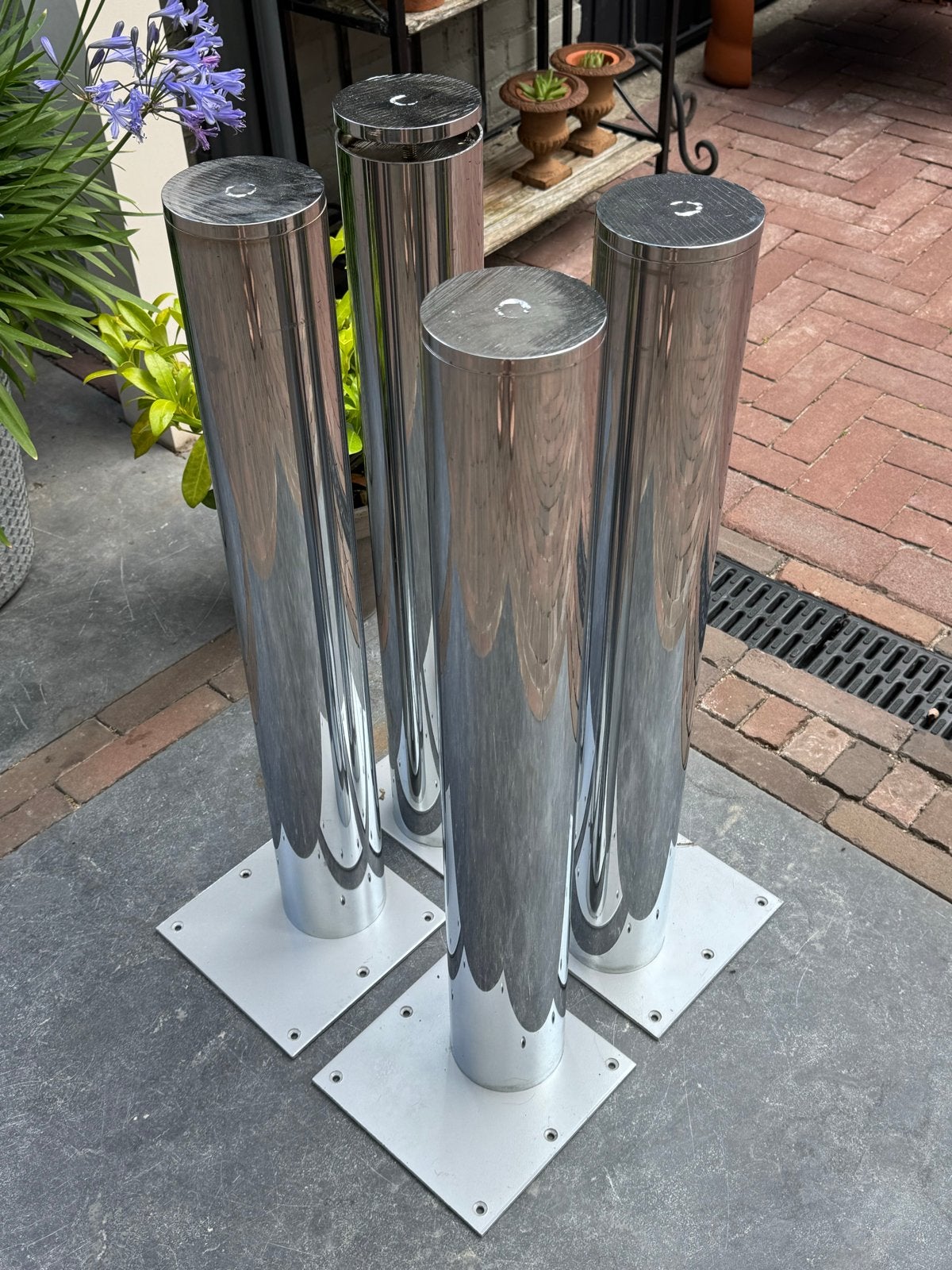 4 verchroomde stevige tafelpoten - Topkwaliteit, Ophalen, Tafelpoot, 50 tot 100 cm, Rond