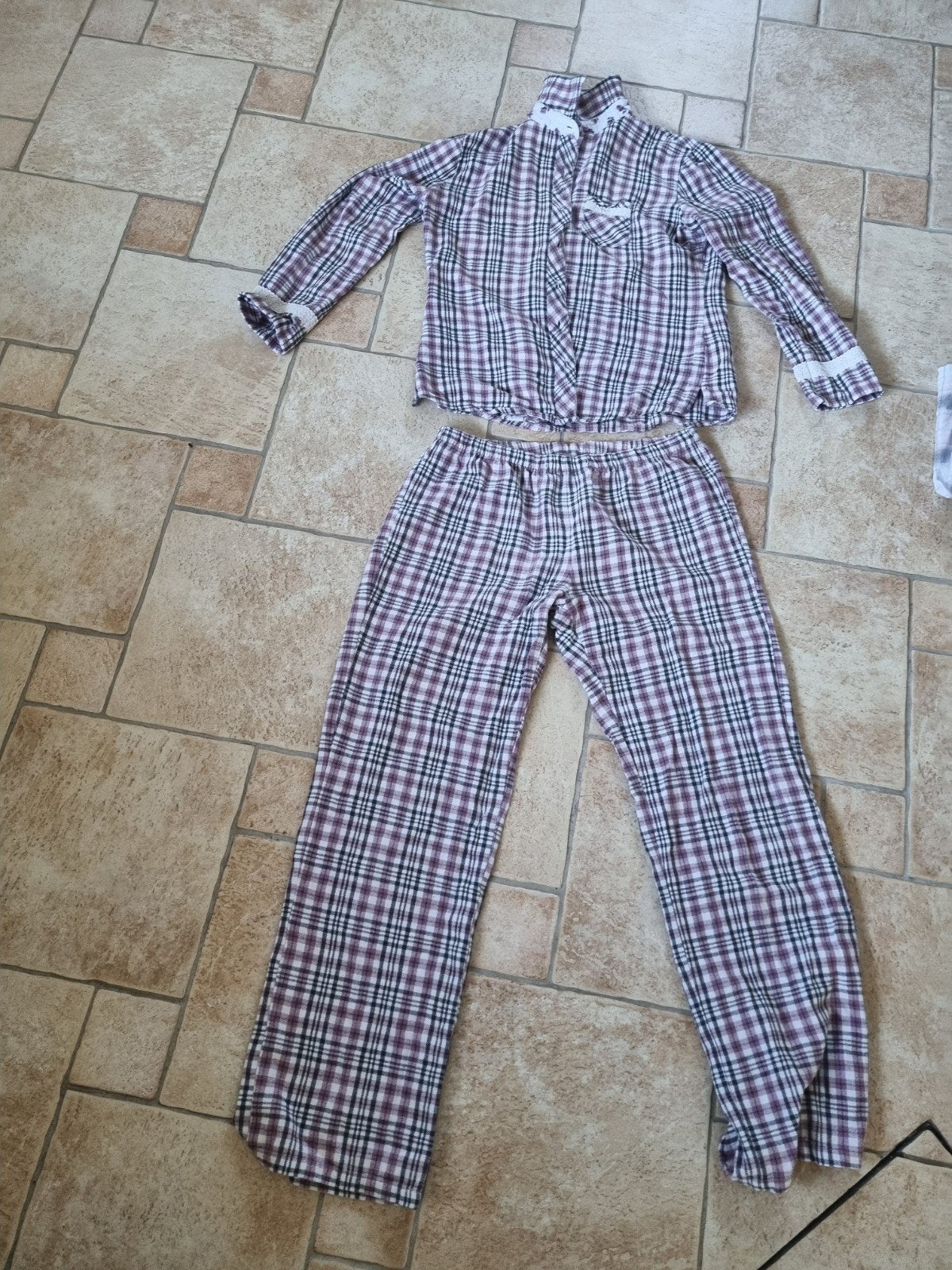 Mooie roze grijze flanellen pyama esprit maat 38, Kleding | Dames, Pyjama's, Esprit, Ophalen of Verzenden, Zo goed als nieuw, Maat 38/40 (M)