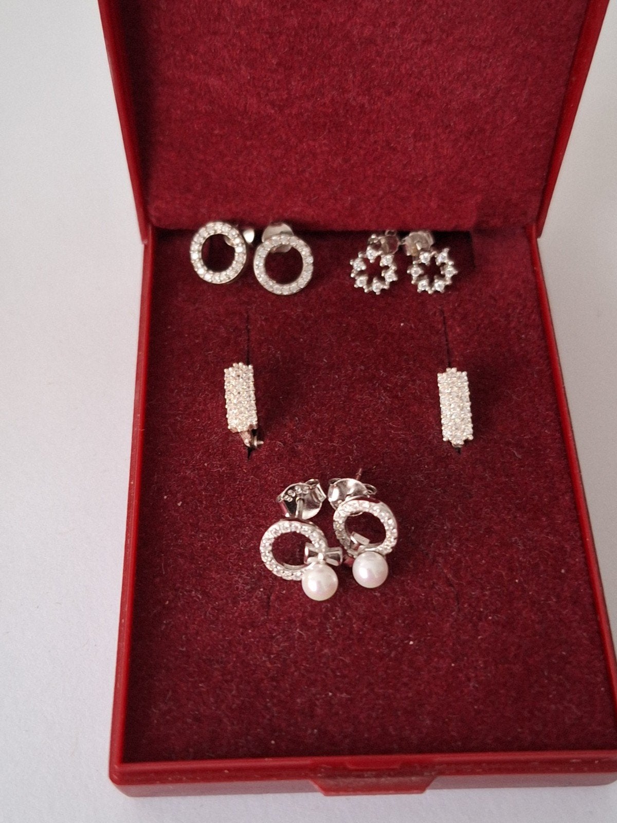 Oorbellen van echt zilver met parels en zirconia, Sieraden, Tassen en Uiterlijk, Verzenden, Zo goed als nieuw, Zilver, Zilver