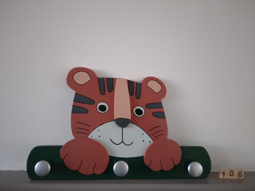Kinderkapstok 106 Tijger, Kinderen en Baby's, Nieuw, Ophalen of Verzenden, Kapstokje, Meerkleurig