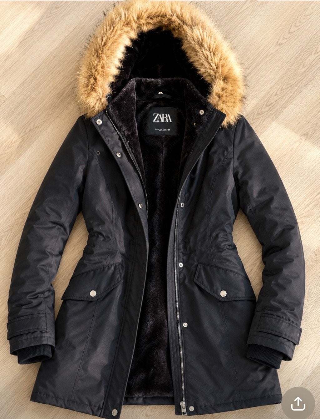 Nieuwe Zara Winterjas Parka Maat XS met Bontkraag, Ophalen of Verzenden, Nieuw, Maat 34 (XS) of kleiner, Zwart