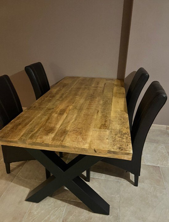 Mango houte eettafel 200cm x 100cm, Huis en Inrichting, Tafels | Eettafels, Ophalen, Mangohout, 50 tot 100 cm, Zo goed als nieuw