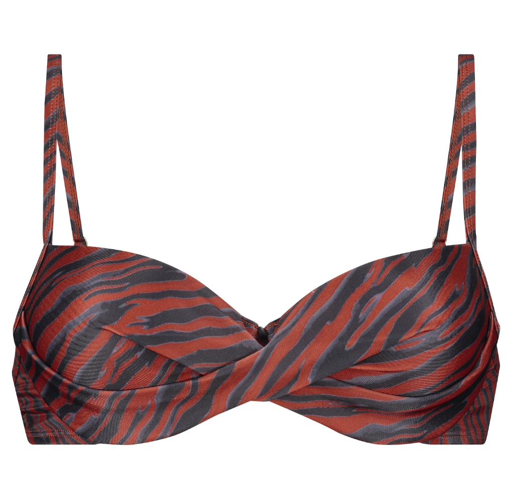 Hunkemoller tijgerprint voorgevormde bikini top Malibu 85C, Bruin, Nieuw, Ophalen of Verzenden, Bikini