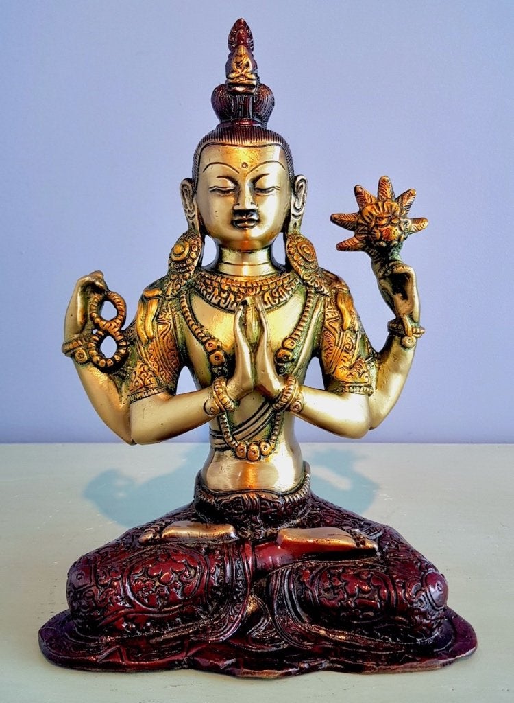 ACTIE: CHENREZIG BEELD BRONS 26 CM!, Ophalen of Verzenden, Nieuw, Beeld(je), Boeddhisme