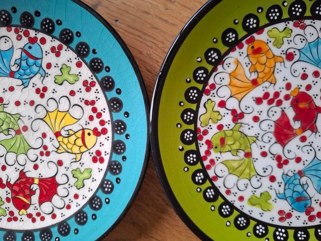 2 Vintage handgemaakte Turkse Nimet bordjes, Ophalen of Verzenden