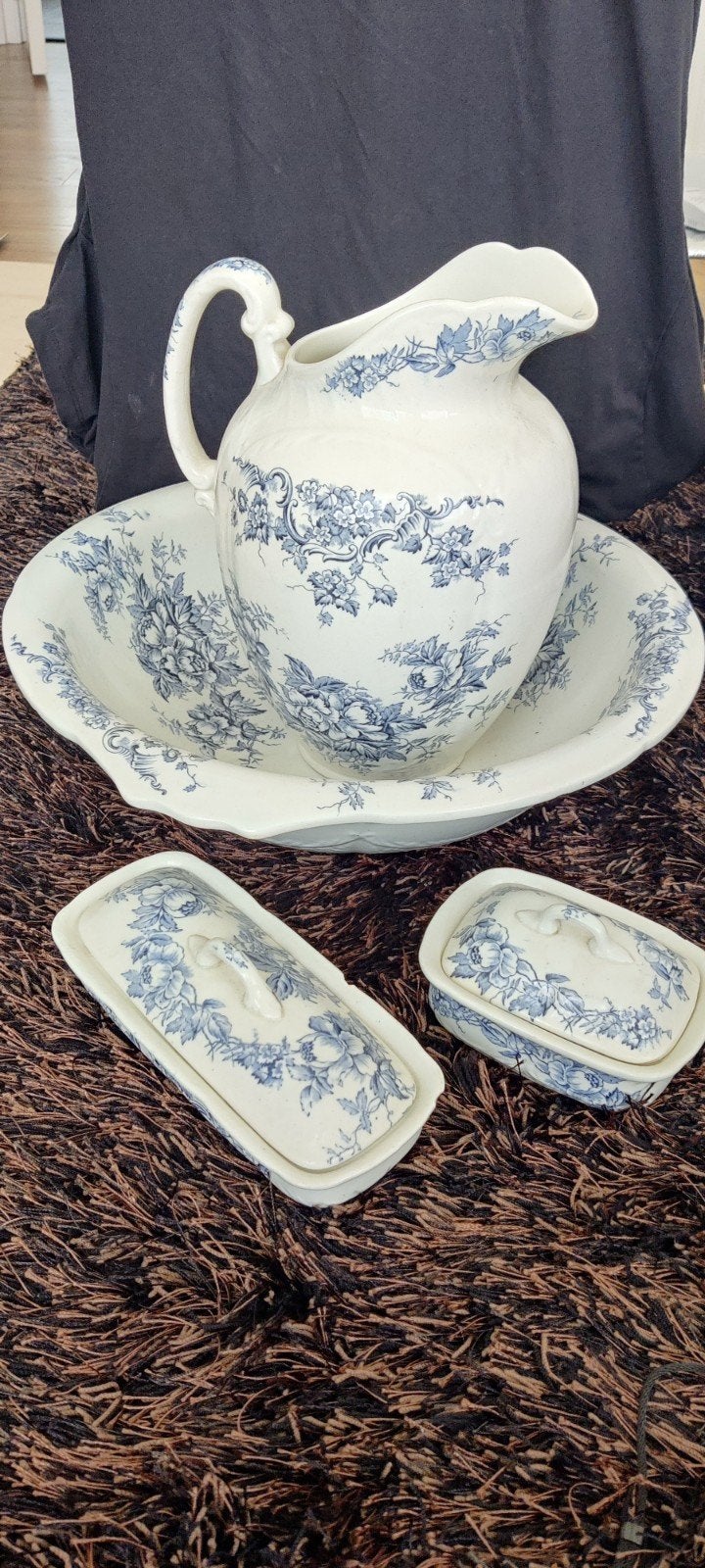 Vintage Stanley Waskomset Delfsblauw, Antiek en Kunst, Ophalen