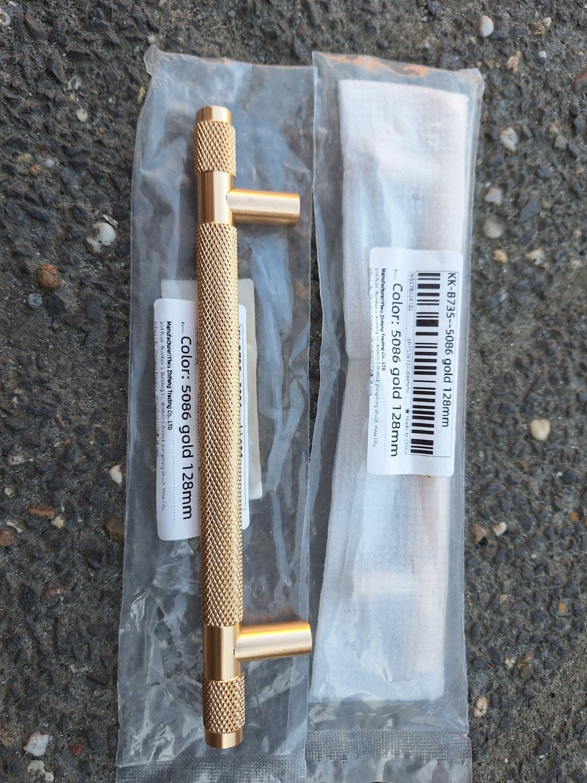 2x Handgrepen goudkleurig, 128mm hartafstand, Ophalen of Verzenden