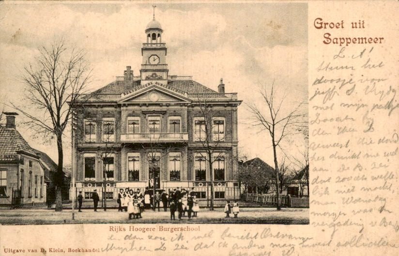 Sappemeer - Rijks Hoogere Burgerschool - gevel, Ophalen of Verzenden, Voor 1920, Gelopen, Groningen