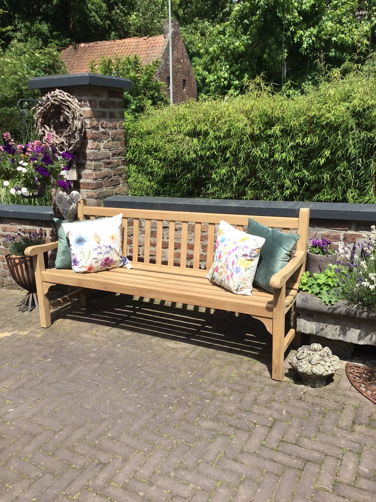 Prachtige Teakhouten Tuinbank - plantation Teak 178cm igst, Ophalen, Zo goed als nieuw