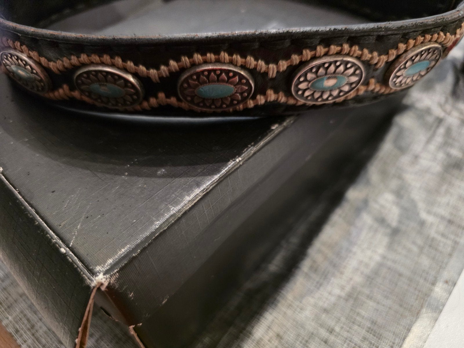 Sendra Leren Riem met Turquoise Details, Ophalen of Verzenden, Zo goed als nieuw, Zwart, Echt leder