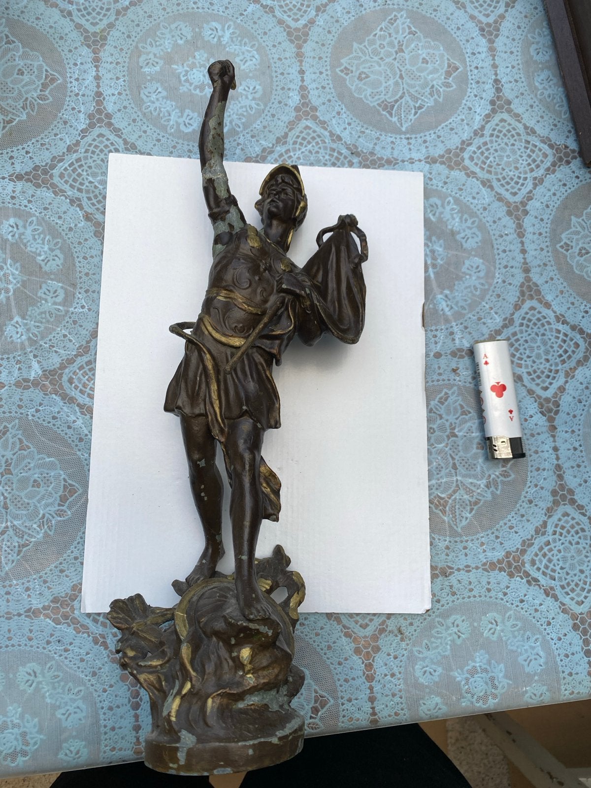 Antieke bronzen sculptuur van een krijger, mogelijk Romeins, Ophalen of Verzenden