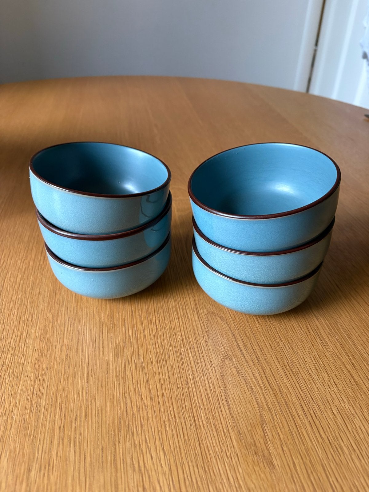 Set van 6 blauwe schaaltjes, zo goed als nieuw, Ophalen, Porselein of Keramiek, Schaal, Rond