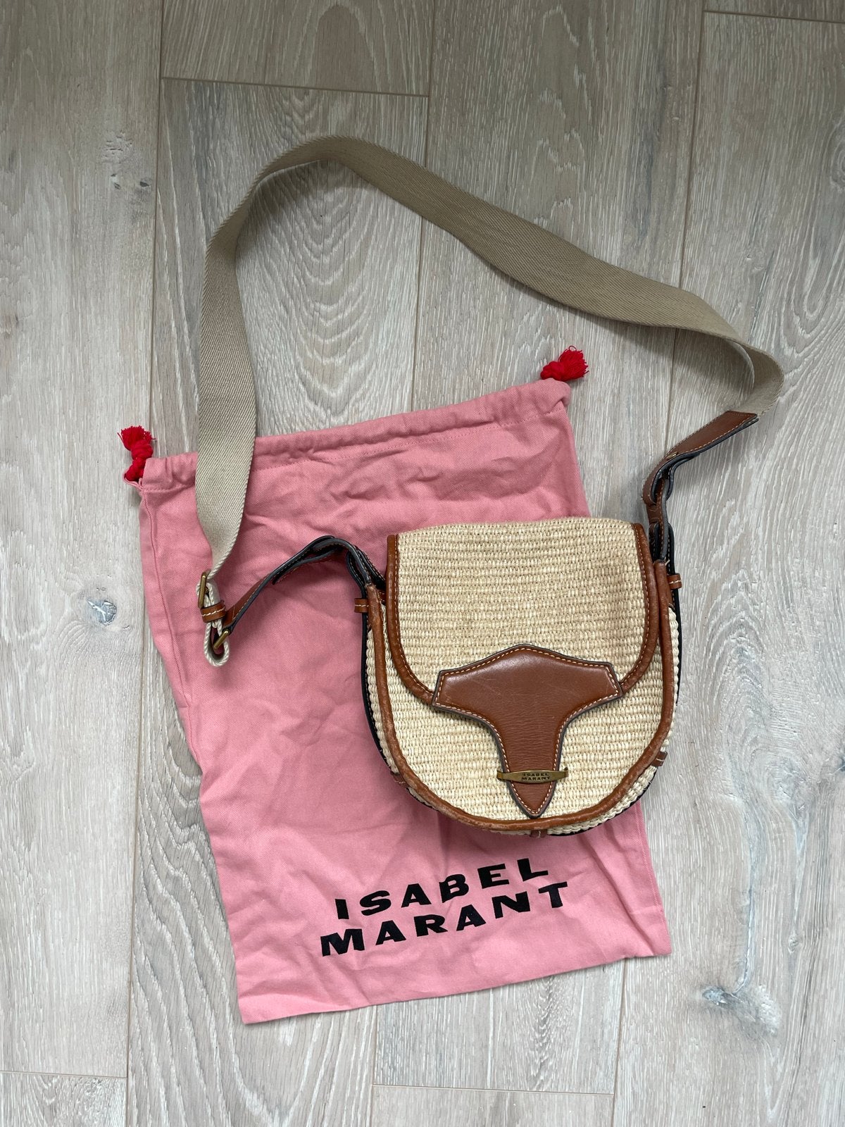 Isabel Marant Botsy crossbody tasje - raffia, Ophalen of Verzenden, Gebruikt, Beige, Schoudertasje
