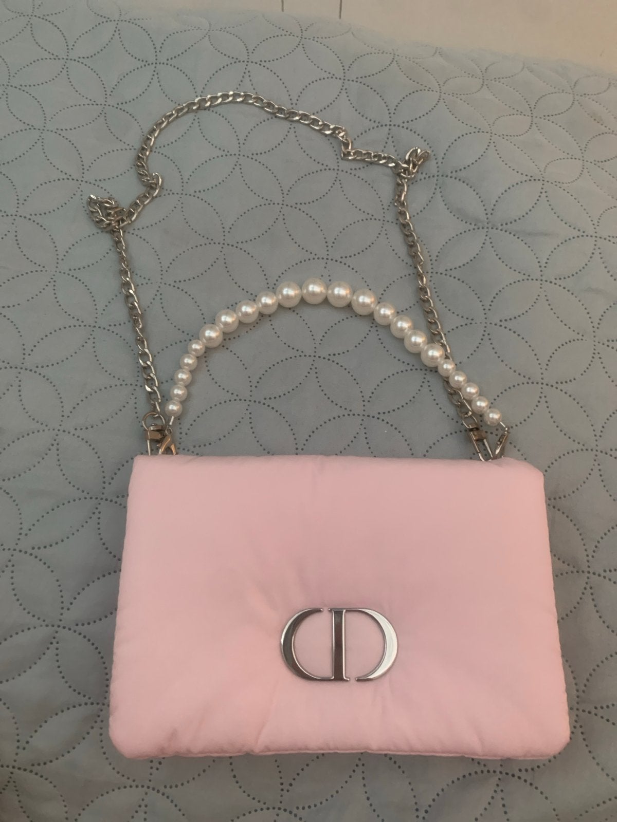 Dior Mini Tasje - Roze met Parelketting, Ophalen of Verzenden, Zo goed als nieuw, Roze, Avondtasje