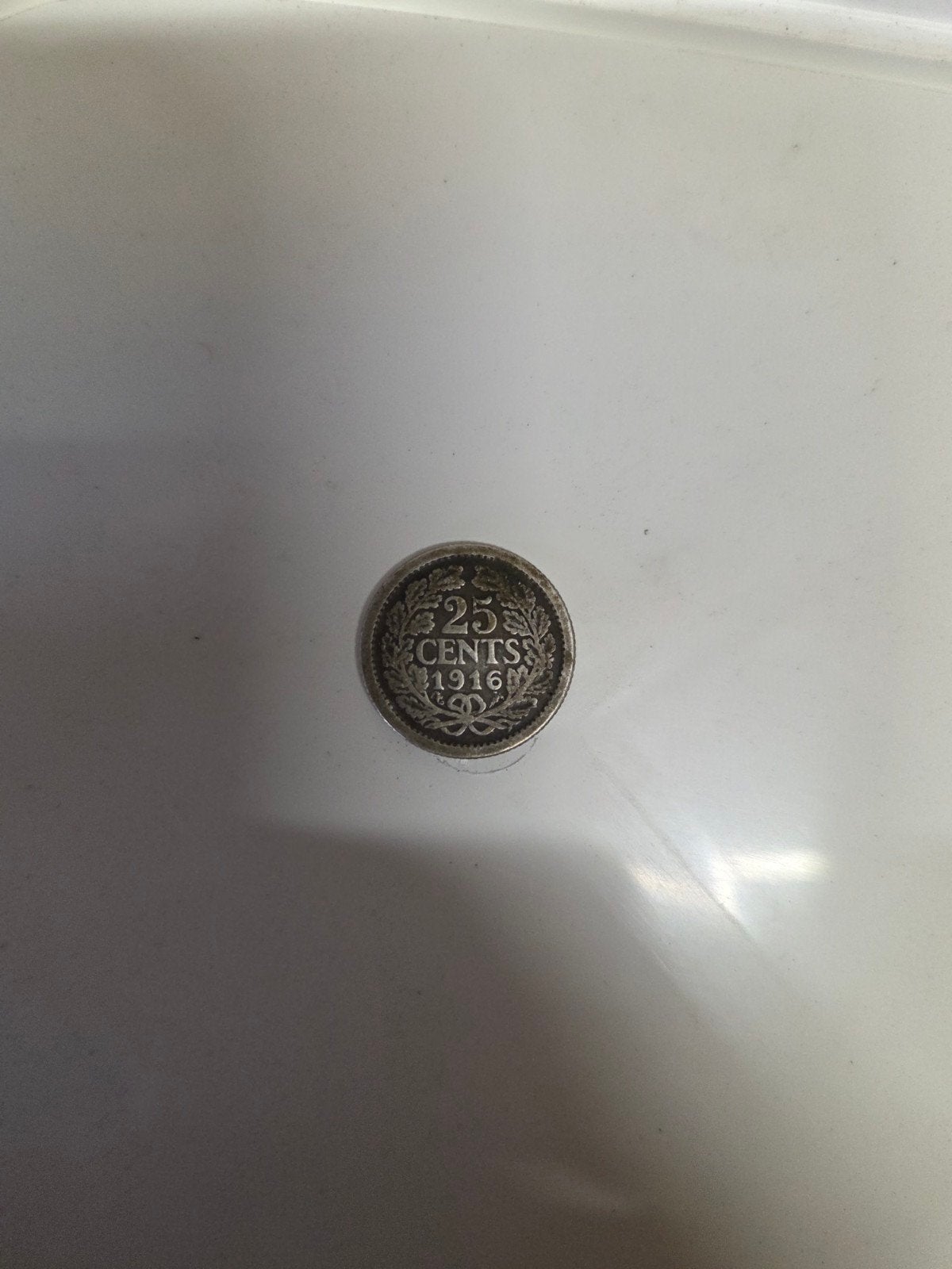 Zilveren kwartje 1916 Koningin Wilhelmina, Postzegels en Munten, Munten | Nederland, Ophalen, Zilver, 25 cent, Koningin Wilhelmina