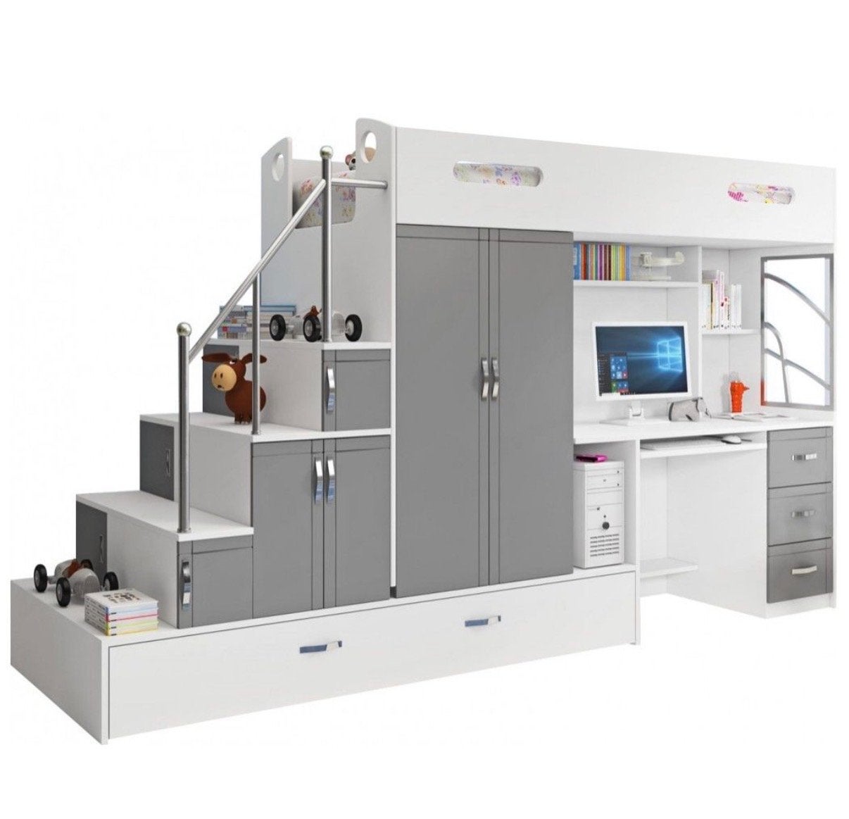 Multi Straight multifunctionele hoogslaper kinderkamer, Ophalen, 200 cm, 180 tot 200 cm, 90 cm