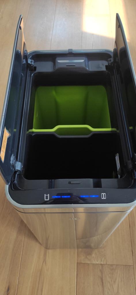 EKO afvalbak met Sensor & Soft Close, 2x 20L Mat RVS, Ophalen, Gebruikt, 50 tot 75 cm, 40 liter of meer