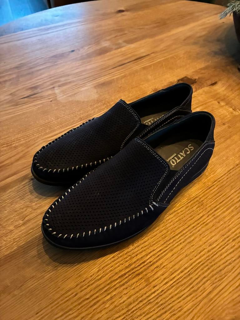 Donkerblauwe heren loafers – mt 41 – zo goed als nieuw, Ophalen of Verzenden, Zo goed als nieuw, Blauw, Loafers