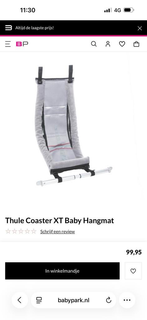 Thule Coaster XT Baby Hangmat, fietskar baby nestje., Kinderen en Baby's, Overige Kinderen en Baby's, Ophalen of Verzenden, Gebruikt