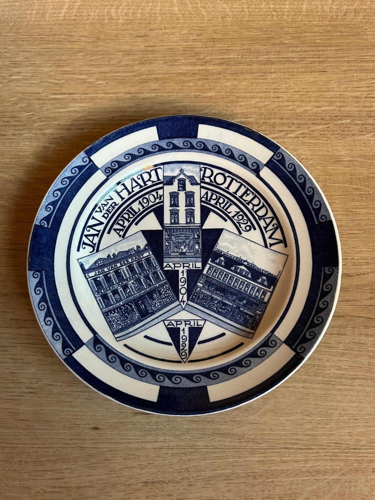 Petrus Regout Maastricht art deco bord Rotterdam 1929, Ophalen of Verzenden