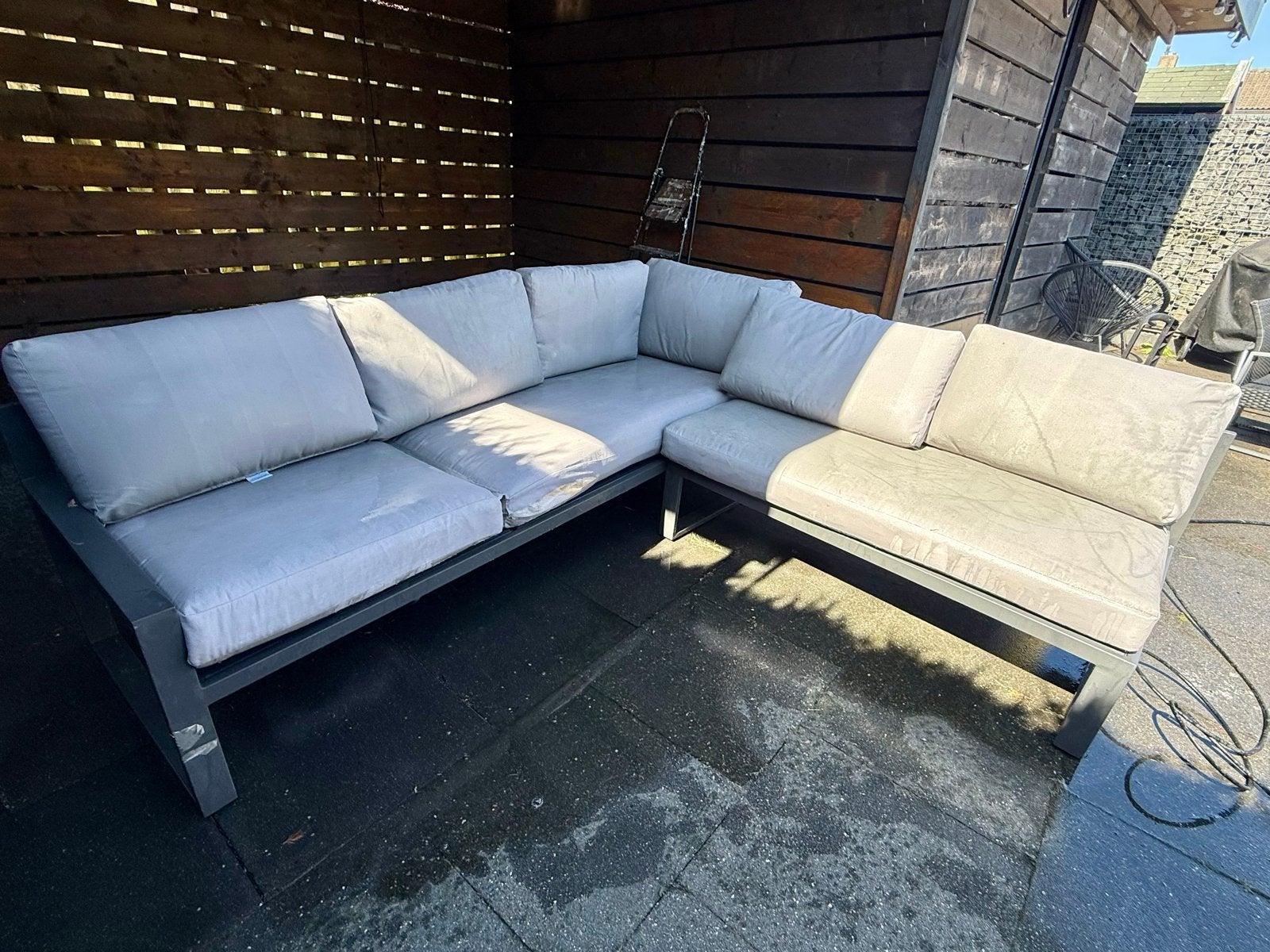 GRATIS AFHALEN: Loungeset + 2 stoelen met glazen tafeltje, Tuin en Terras, Tuinsets en Loungesets, Ophalen, 5 zitplaatsen, Gebruikt