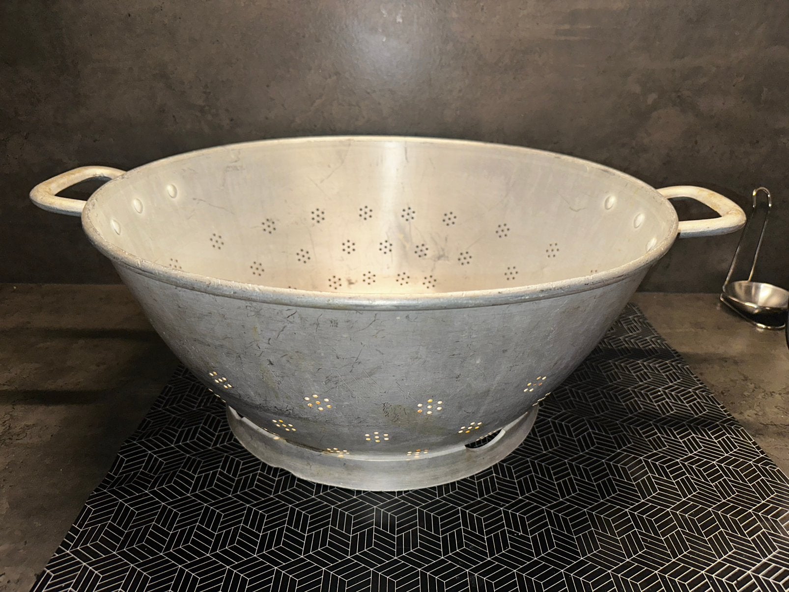Grote vergiet/zeef 55cm, Ophalen, Gebruikt, Rvs