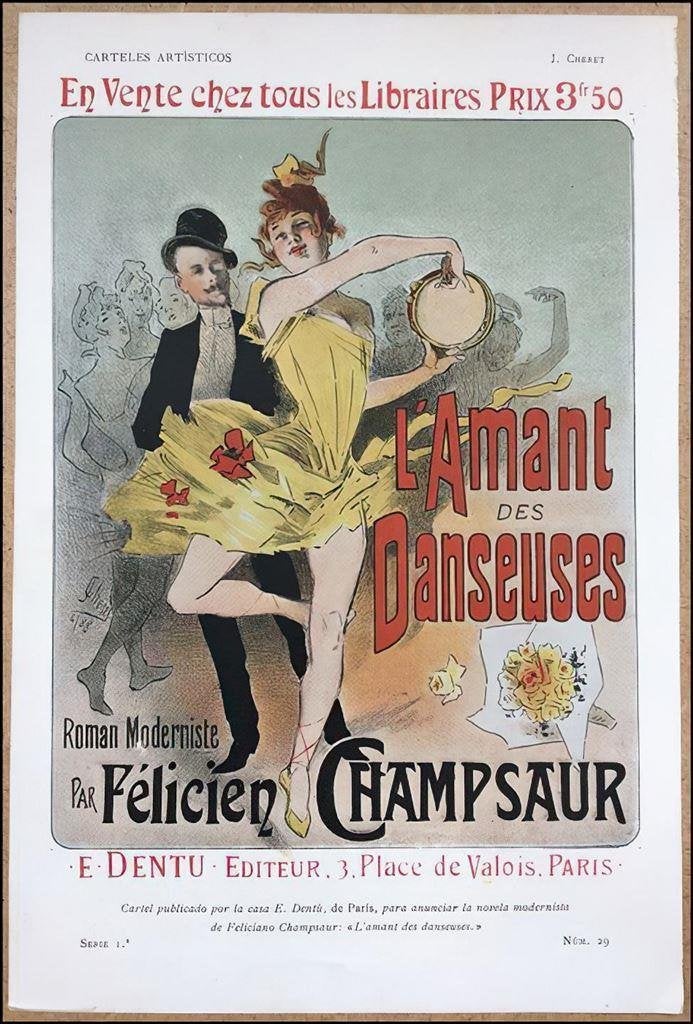 Jules Cheret Origineel Jugendstil Litho mini poster 1901, Verzenden