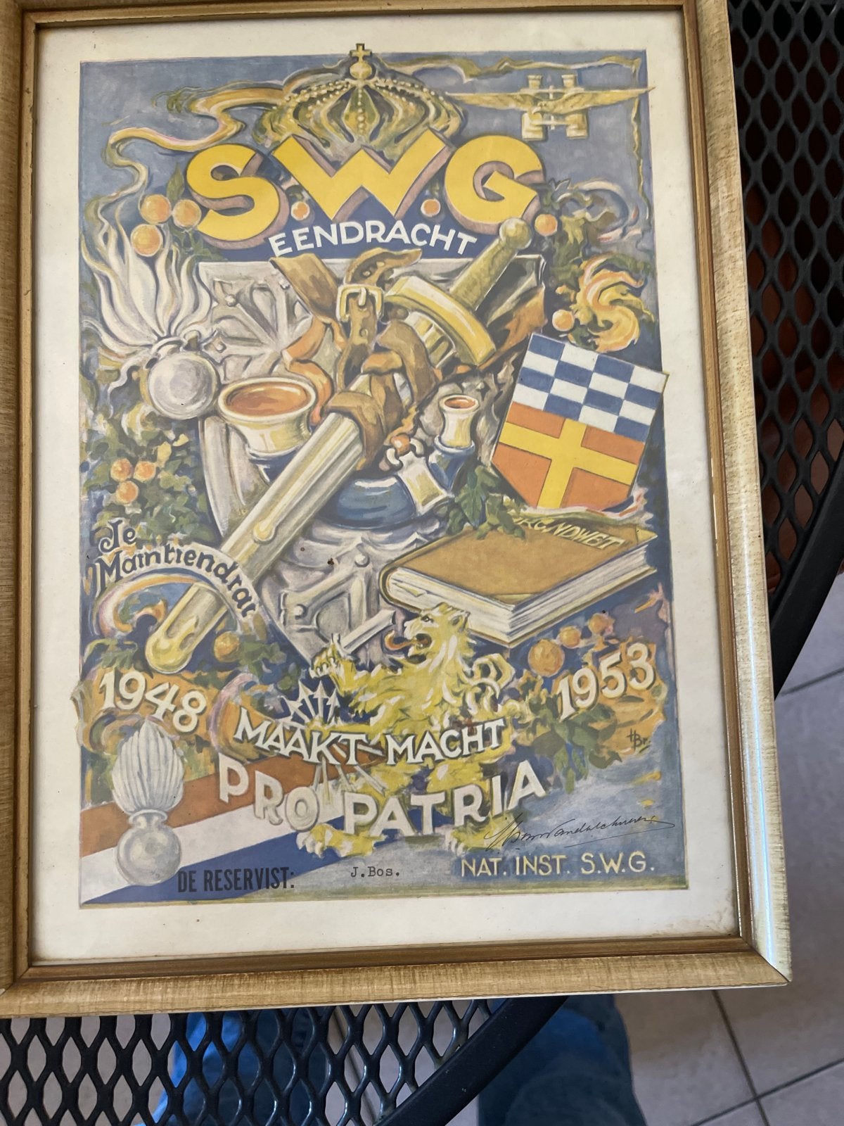 Oorkonde S.W.G. Eendracht Maakt Macht Pro Patria 1948-1953, Antiek en Kunst, Ophalen of Verzenden